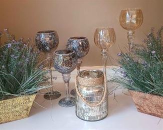 Lavender Plants, Glass Goblet Decorations