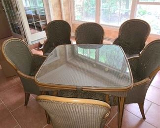 Wicker Chairs and Glass Wicker Table