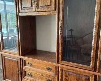 Nice Entertainment Center, etched glass and Storage. $250