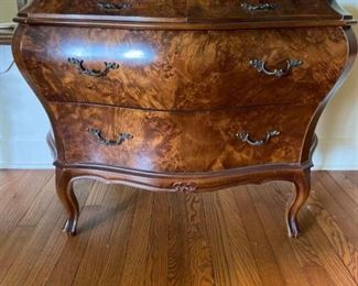 Burled Mahogany Bombe Chest
