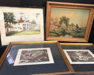 Vtg Hunting Landscape Prints