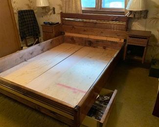 Waterbed frame - queen- With attached night stands- under bed storage and window valence!!! Ohhh so 70s!!!!
