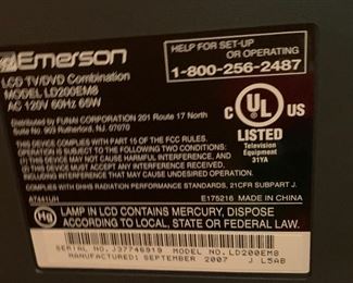 Emerson Television with built in DVD player