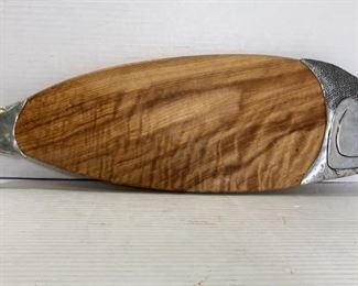metal and wood fish platter