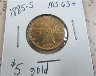 1885-S Gold $5.00 Coin