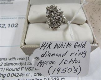 1950's 14K White Gold Diamond Ring