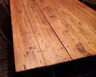 Furniture ca 1850 Irish Farm table from Monastery plank top