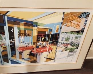 art Signed numbered 2299 Subway Barber by 1983 Randy Owens Serigraph