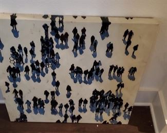 art stretched canvas people walking