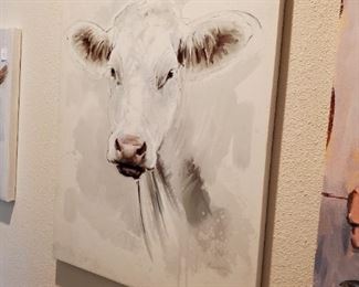 artwork animal large cow on canvas