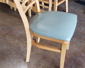 (37) Solid Blonde Wood Slat Back Mint Green Vinyl Seat Side chairs $50 each  $1795 for all