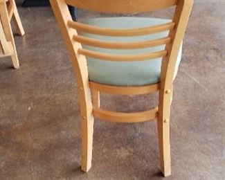 (37) Solid Blonde Wood Slat Back Mint Green Vinyl Seat Side chairs $50 each  $1795 for all