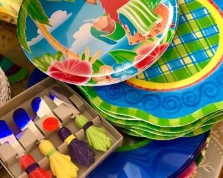 Tropical party melamine dishes