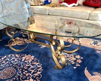 Glass and brass coffee table 