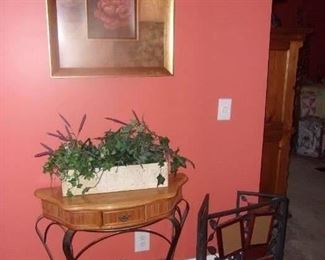 Wooden Table w/Wrought Iron Legs