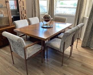Mid-Century Lane dining table, 6 chairs, china cabinet