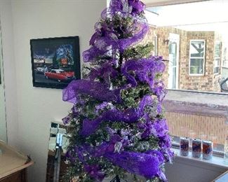 lighted purple Christmas tree