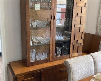 Lane china cabinet, glassware and crystal