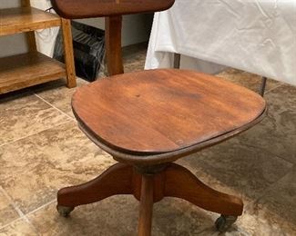 antique wood rolling desk chair