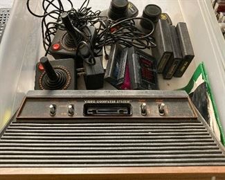 vintage Atari Video Computer System with 4 controls and 6 games