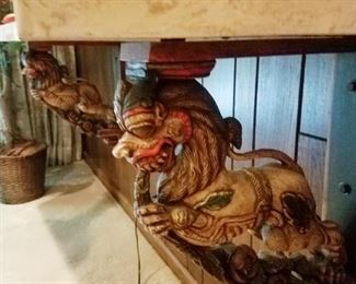  Cantilever marble shelf w/ Foo Dog brackets-very cool!!