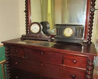 Beautiful Empire Dresser and Mirror, Sessions Clock