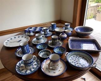 32 piece multiple patterns ceramic kitchenware handmade in Poland.