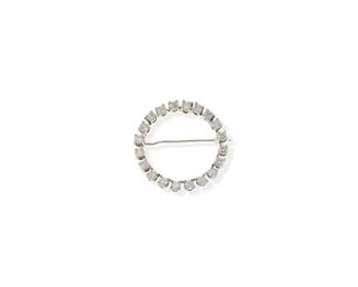 2021
A Diamond Circle Brooch
14k white gold
Set with twenty full-cut round diamonds, totaling approximately 1.4cts and graded H-I color and VS clarity
1.1" W
5.3 grams
Estimate: $500 - $700
