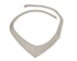 2127
An Elsa Peretti, Tiffany & Co Silver Mesh Necklace
Sterling silver, stamped: Peretti / Tiffany & Co /925
Designed as a tapered mesh sautoir with no clasp to be tied
25" L x 2" H
36.5 grams
Estimate: $500 - $700