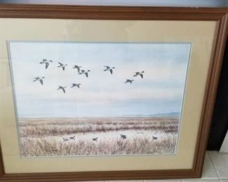 Framed geese print 26 x 32
