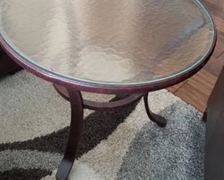 Metal & glass round table 20 x 24 dia