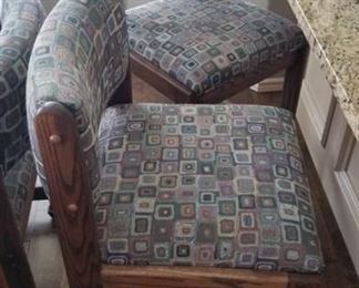 2 upholstered wood bar stools 38" tall