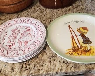 Crownford China plates set of 5 and 1 Holly Hobbie plate