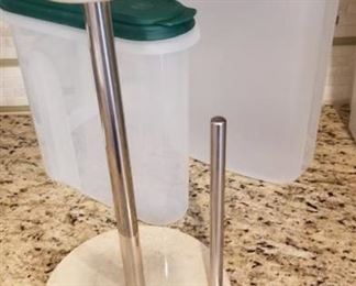 Marble paper towel holder and 2 storage containers