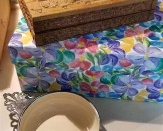 Reed & Barton Silver plate bowl, wood box and file box