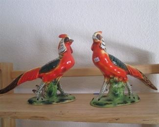 Pair of Ceramic Pheasants by Kasuga Ware