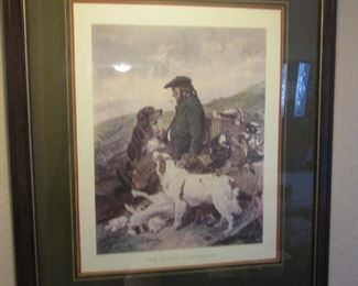 Framed Vintage Art "The Scotch Gameskeeper", Artist Richard Ansdell, Engraved by F. Stacpoole