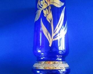 Cobalt Blue & Gold Iris Vase