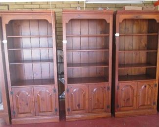 3-Ethan Allen Matching Bookcases with Closed Lower Storage, All Sized Alike, 34" X 18" X 78" high