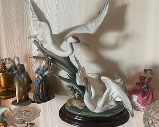 Large Lladro Crane Statue