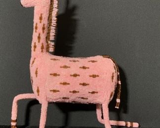 Handmade Seed Beaded Giraffe Figural
