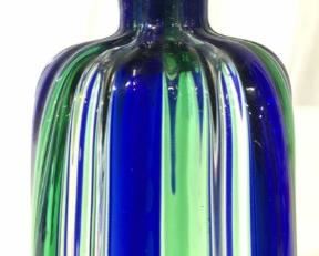 Art Glass Perfume Bottle W Stripe Detail
