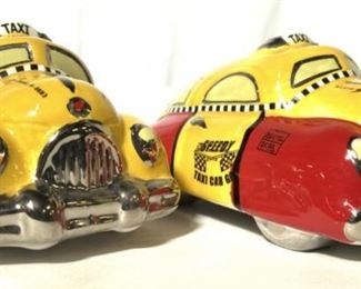 UNIQUE PRODUX Porcelain Taxi Salt & Pepper Shakers
