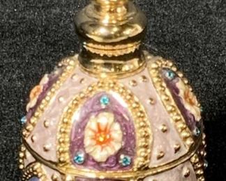 Floral Motif Bejeweled & Enamel Perfume Bottle
