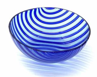 ZENNARO Signed Striped Art Glass Trinket Dish
