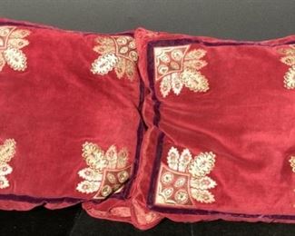 Pair YVES DELORME Embroidered Velvet Pillows

