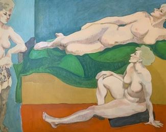 PAUL B Signed Acrylic on Canvas, Female Nudes
