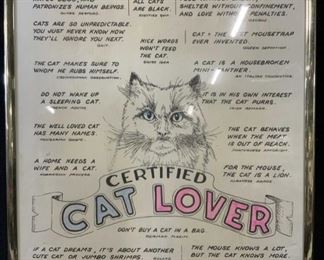 Roland Partos Signed Certified Cat Lover Lithograph
