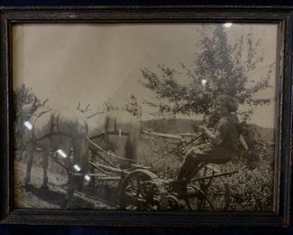 Girl Pulling a Horse Carriage Framed Photograph
