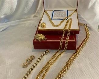 Bright Gold Necklaces, Bracelet, and More